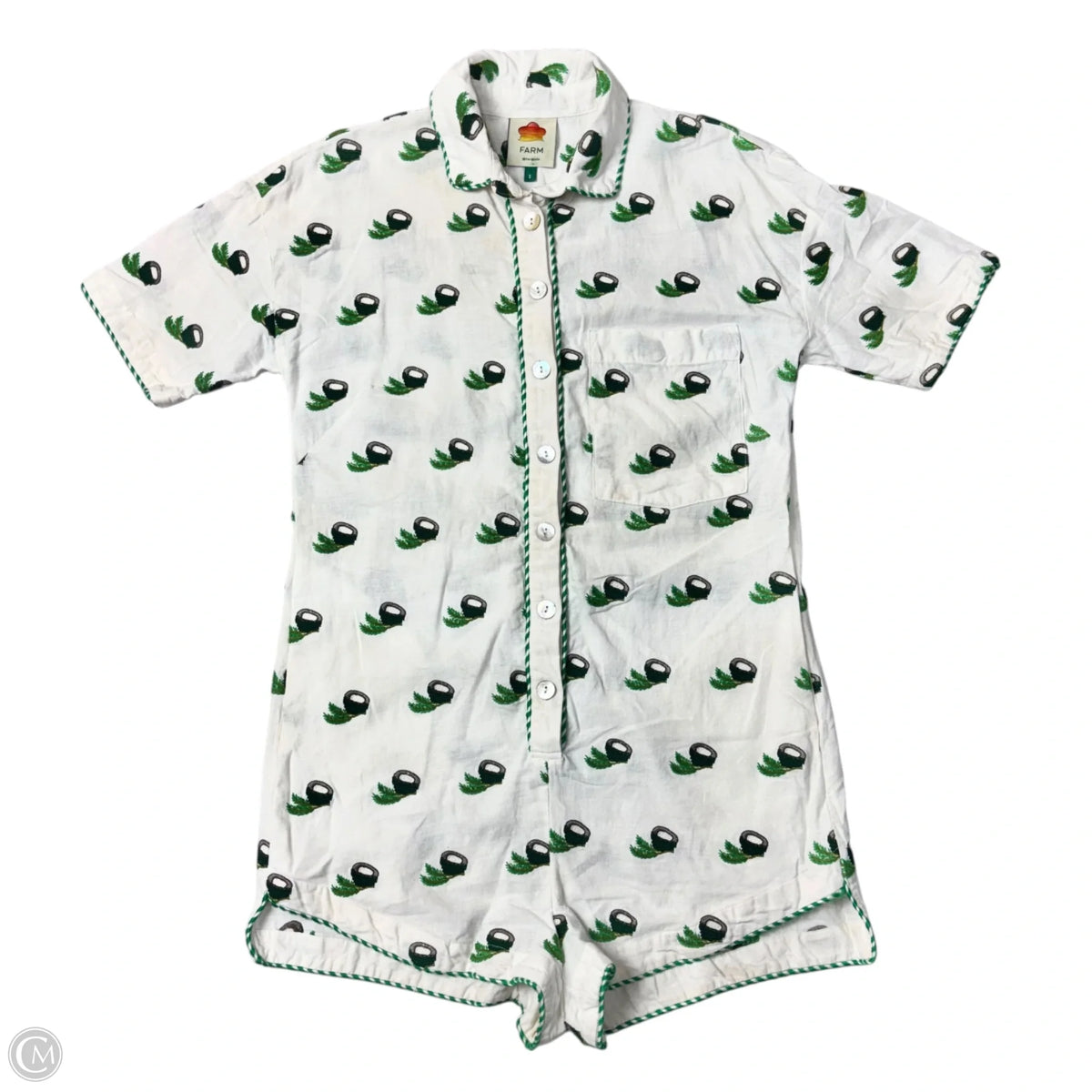 Romper By Farm Rio In Green & White, Size: S