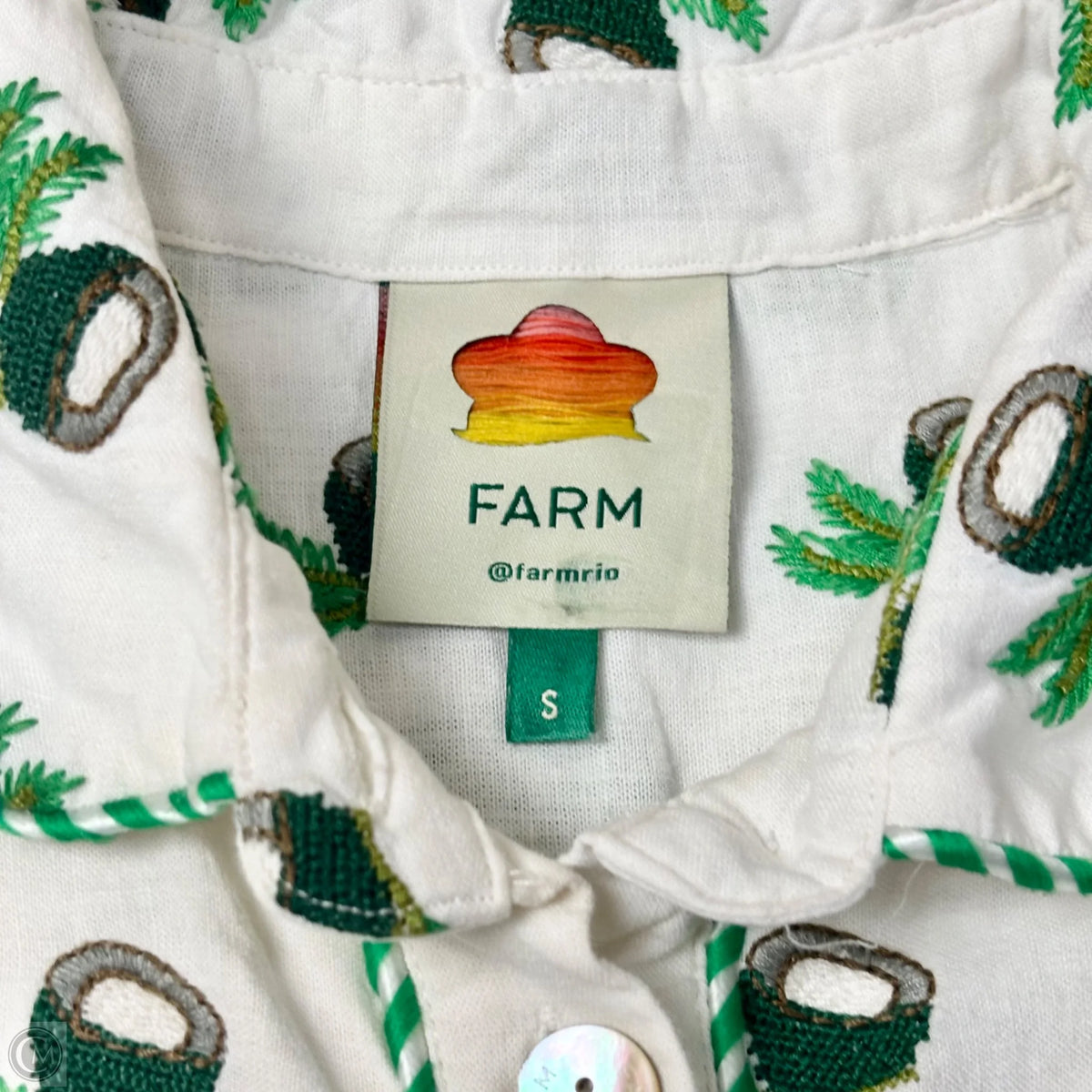 Romper By Farm Rio In Green & White, Size: S