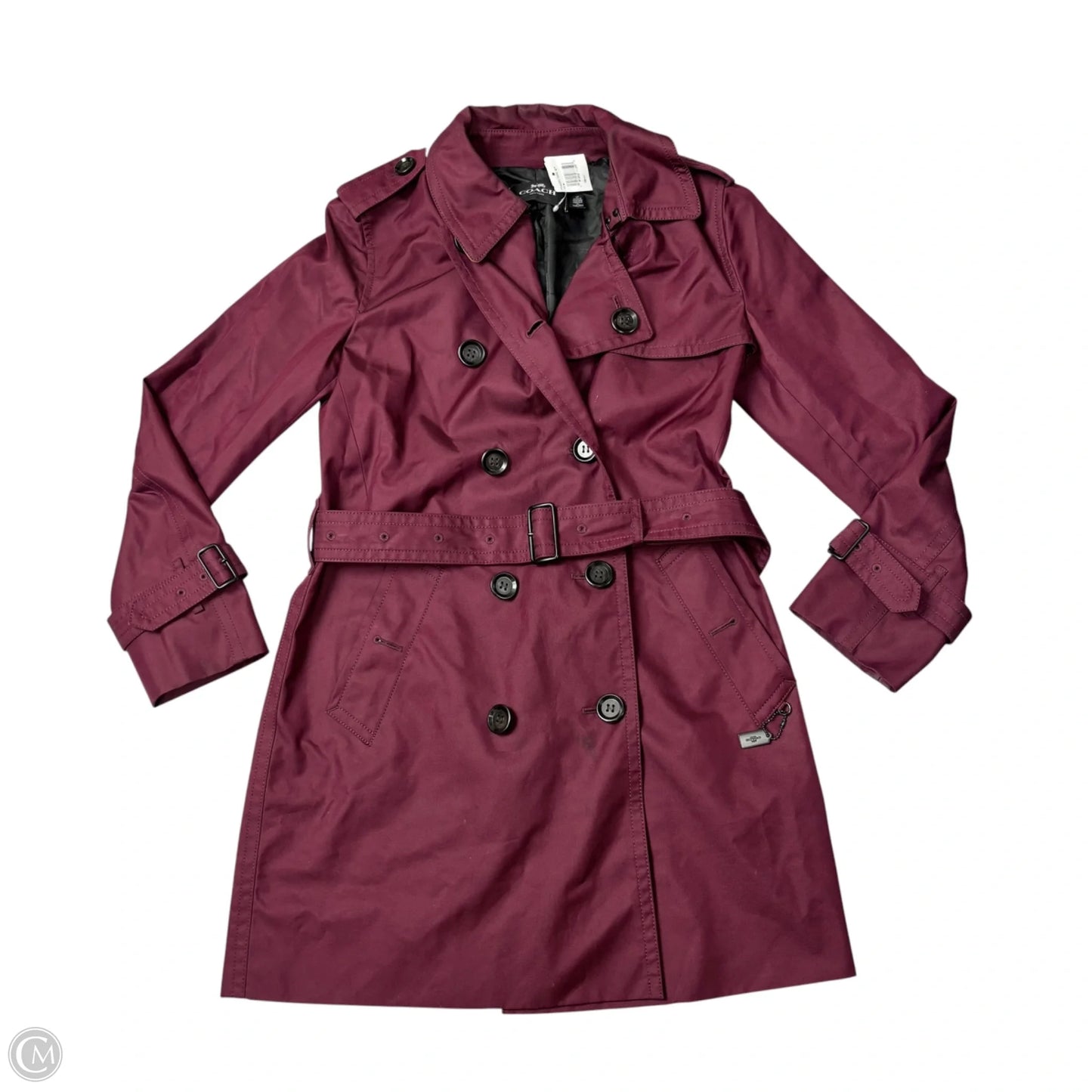 Jacket Designer By Coach In Maroon, Size: S