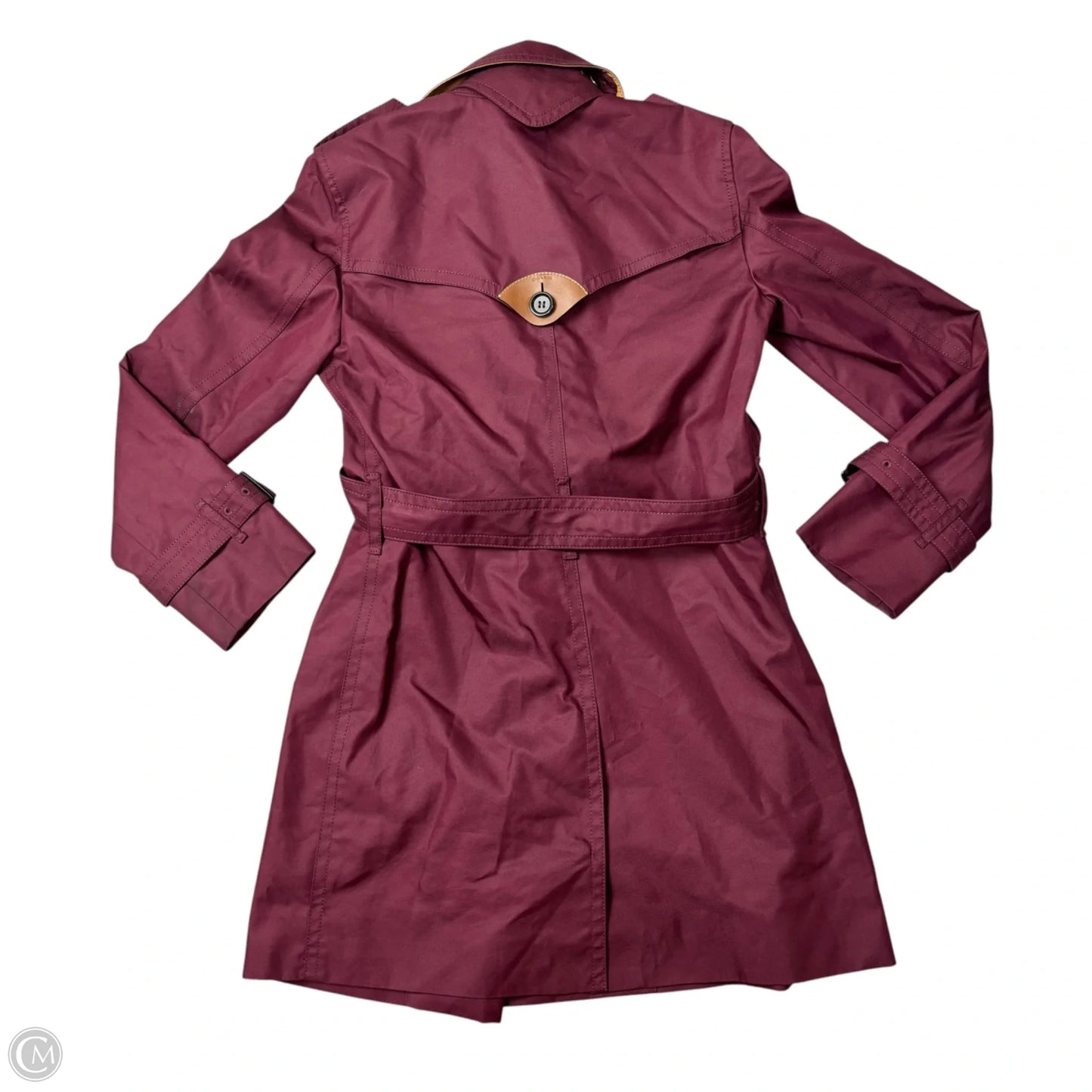 Jacket Designer By Coach In Maroon, Size: S