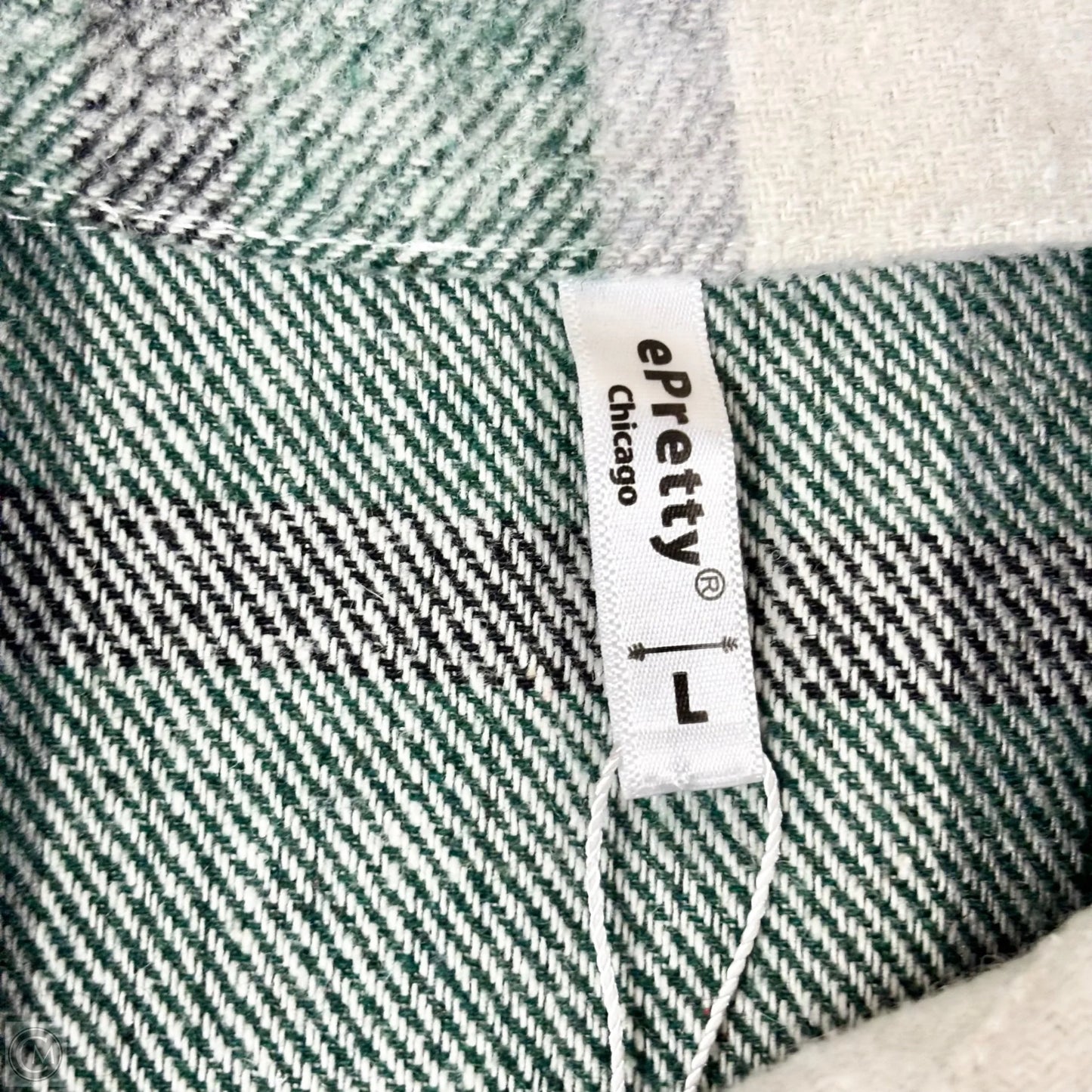 Jacket Shirt By Epretty In Green & White, Size: L