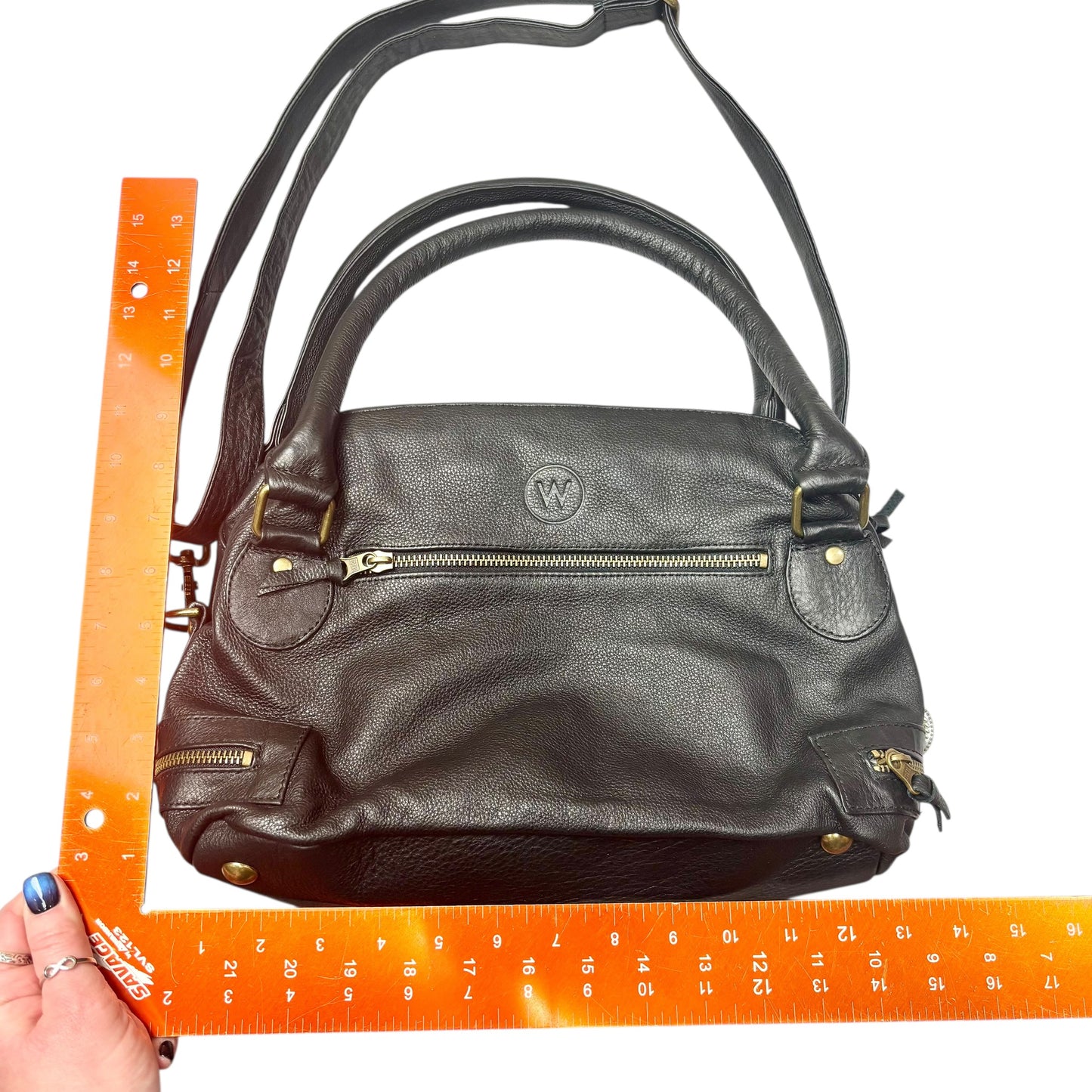 Handbag Leather By Wandererstravelco, Size: Medium
