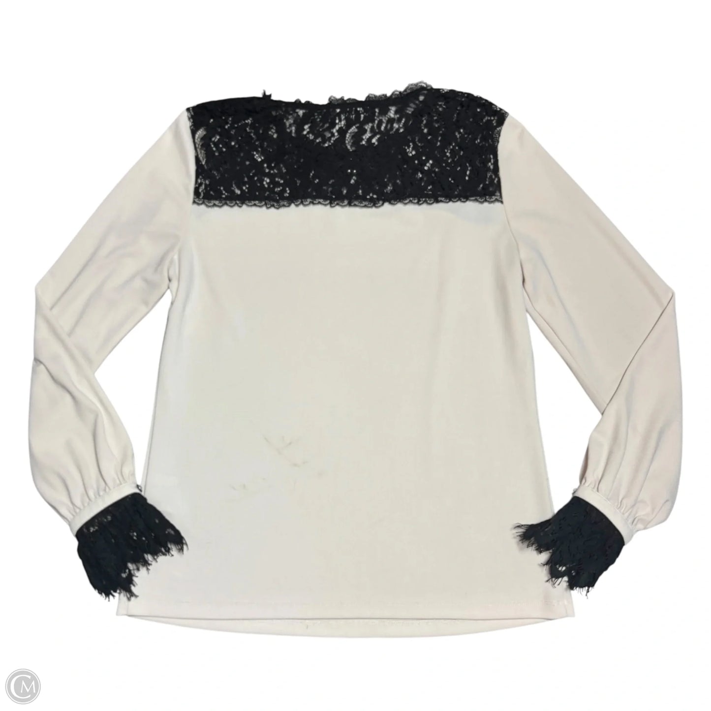 Top Long Sleeve Designer By Karl Lagerfeld In Black & Cream, Size: S