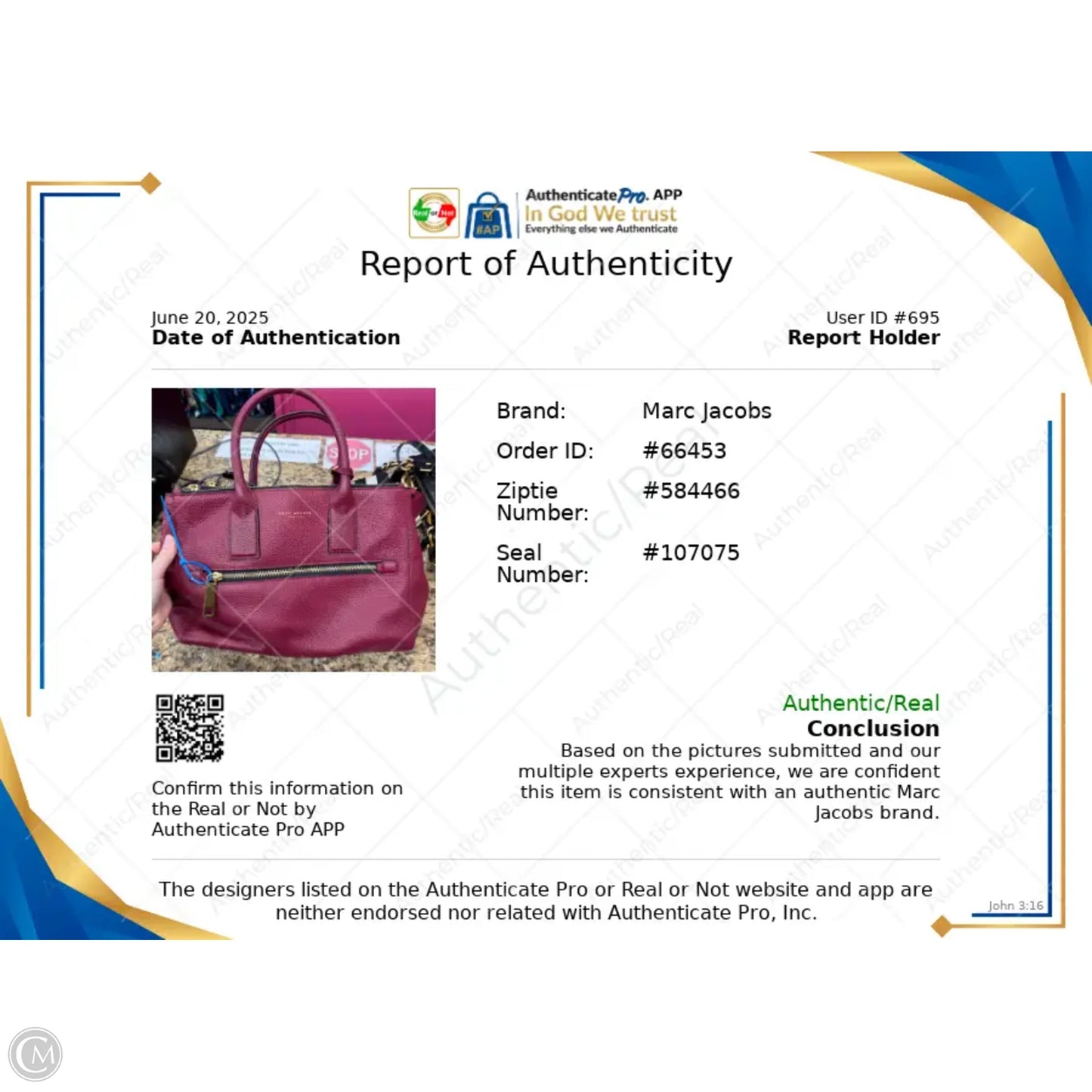 Handbag Designer By Marc Jacobs, Size: Medium