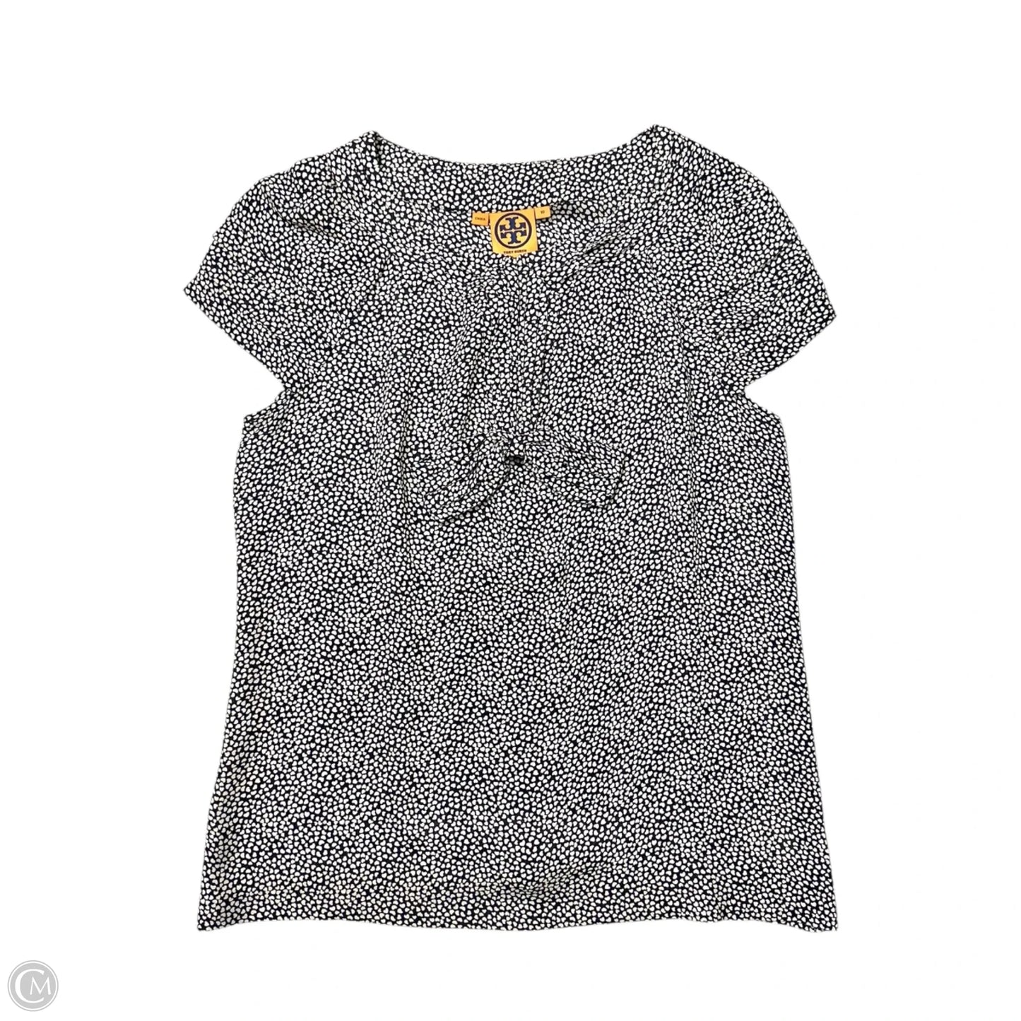 Top Short Sleeve Designer By Tory Burch In Blue & White, Size: M