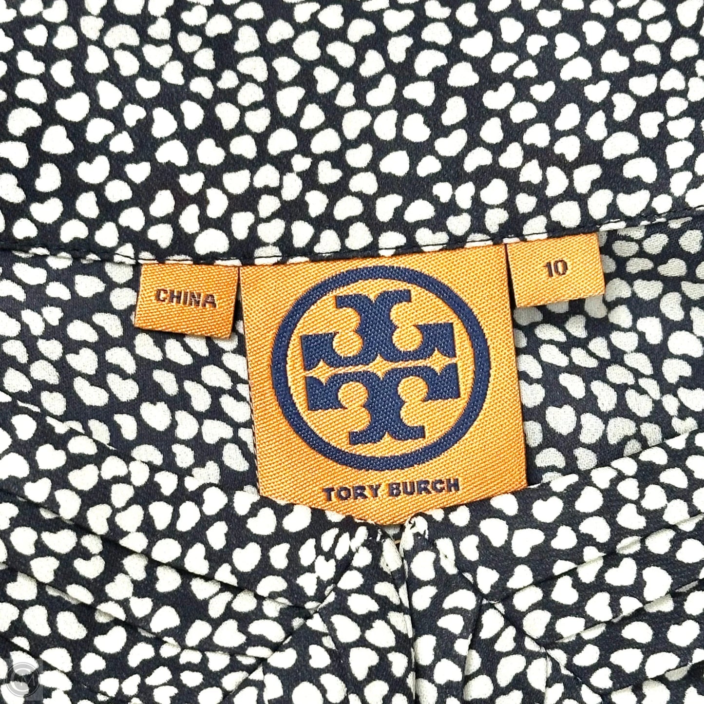 Top Short Sleeve Designer By Tory Burch In Blue & White, Size: M