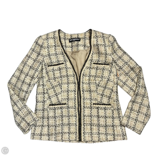 Blazer Designer By Karl Lagerfeld In Black & Tan, Size: M