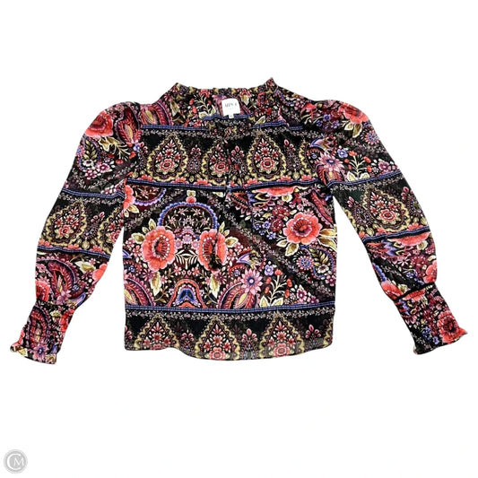 Top Long Sleeve Designer By Misa In Black & Pink, Size: Xs