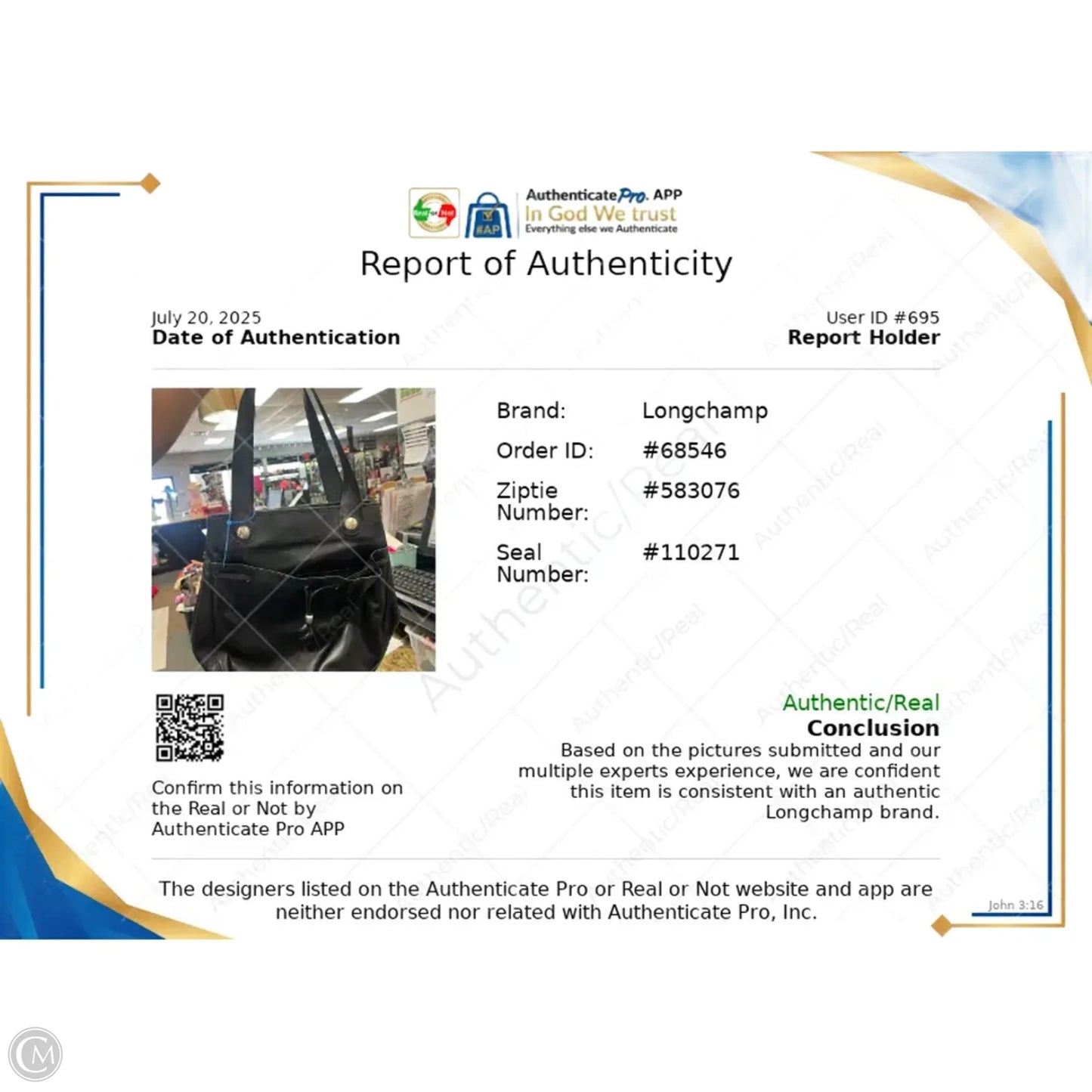 Handbag Designer By Longchamp, Size: Medium