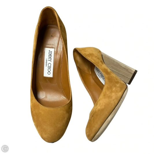 Shoes Luxury Designer By Jimmy Choo In Brown, Size: 6