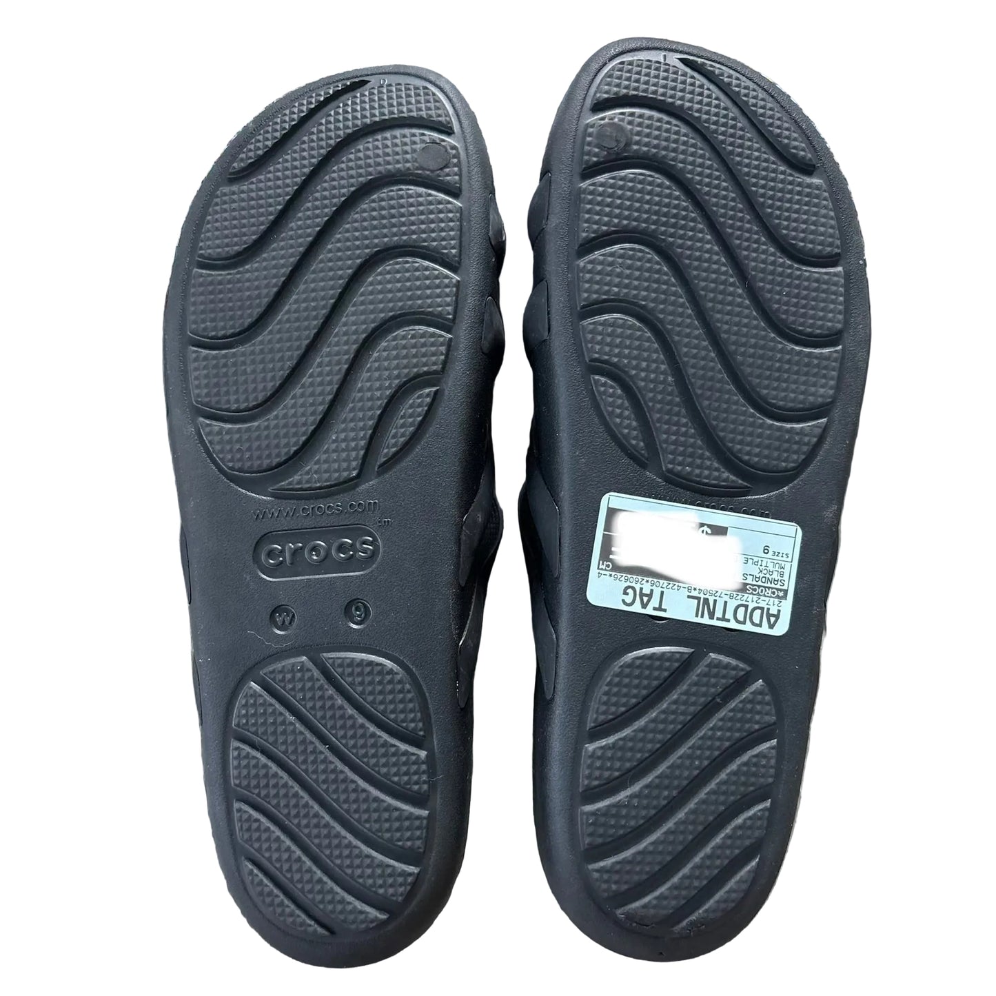 Sandals Flats By Crocs In Black, Size: 9