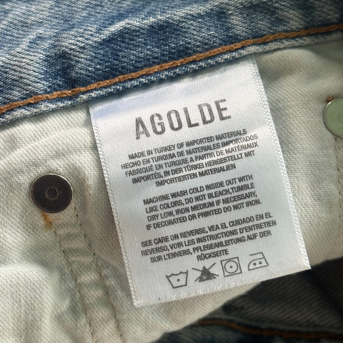 Jeans Straight By Agolde In Blue Denim, Size: 4