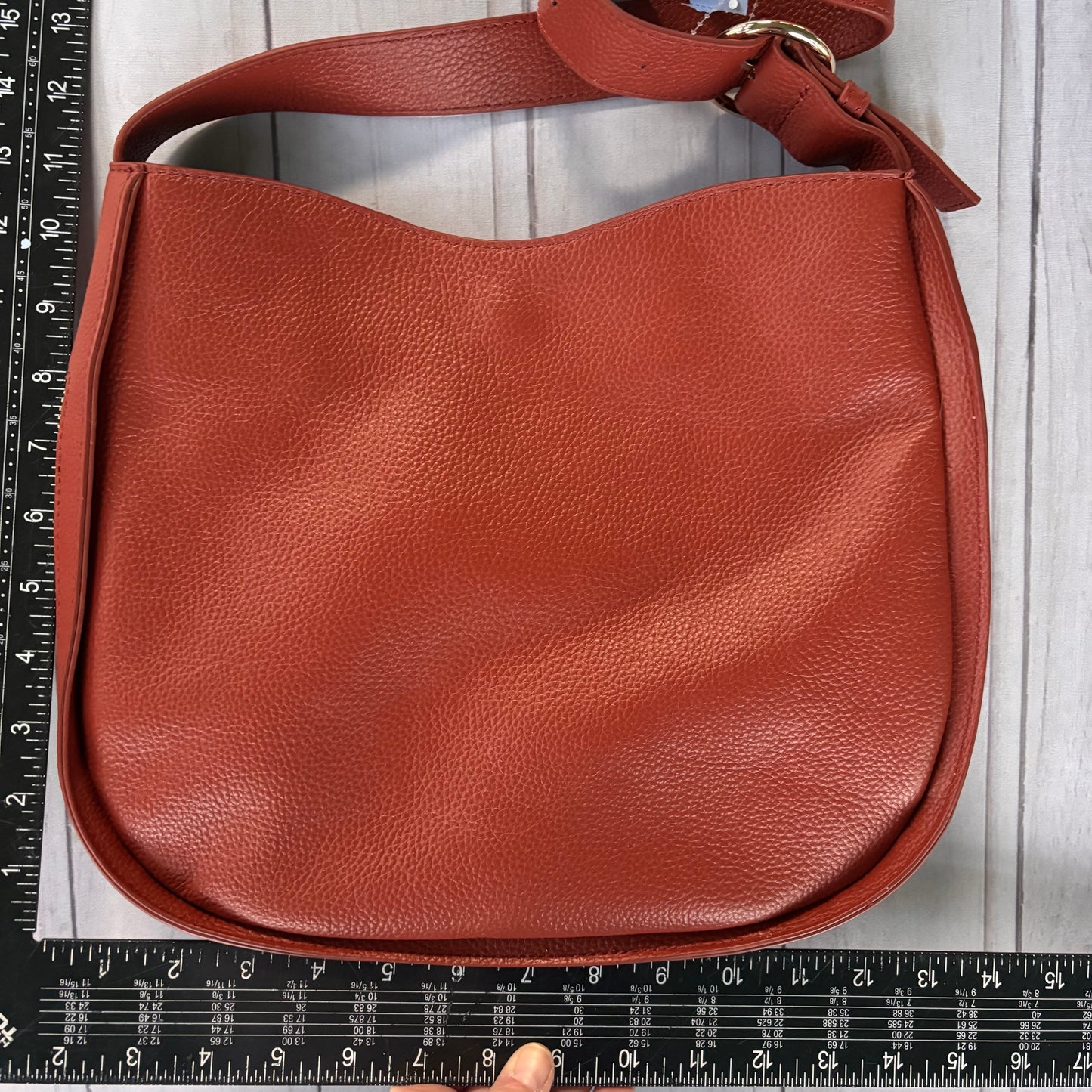 Handbag Leather By Tote Le Monde, Size: Medium