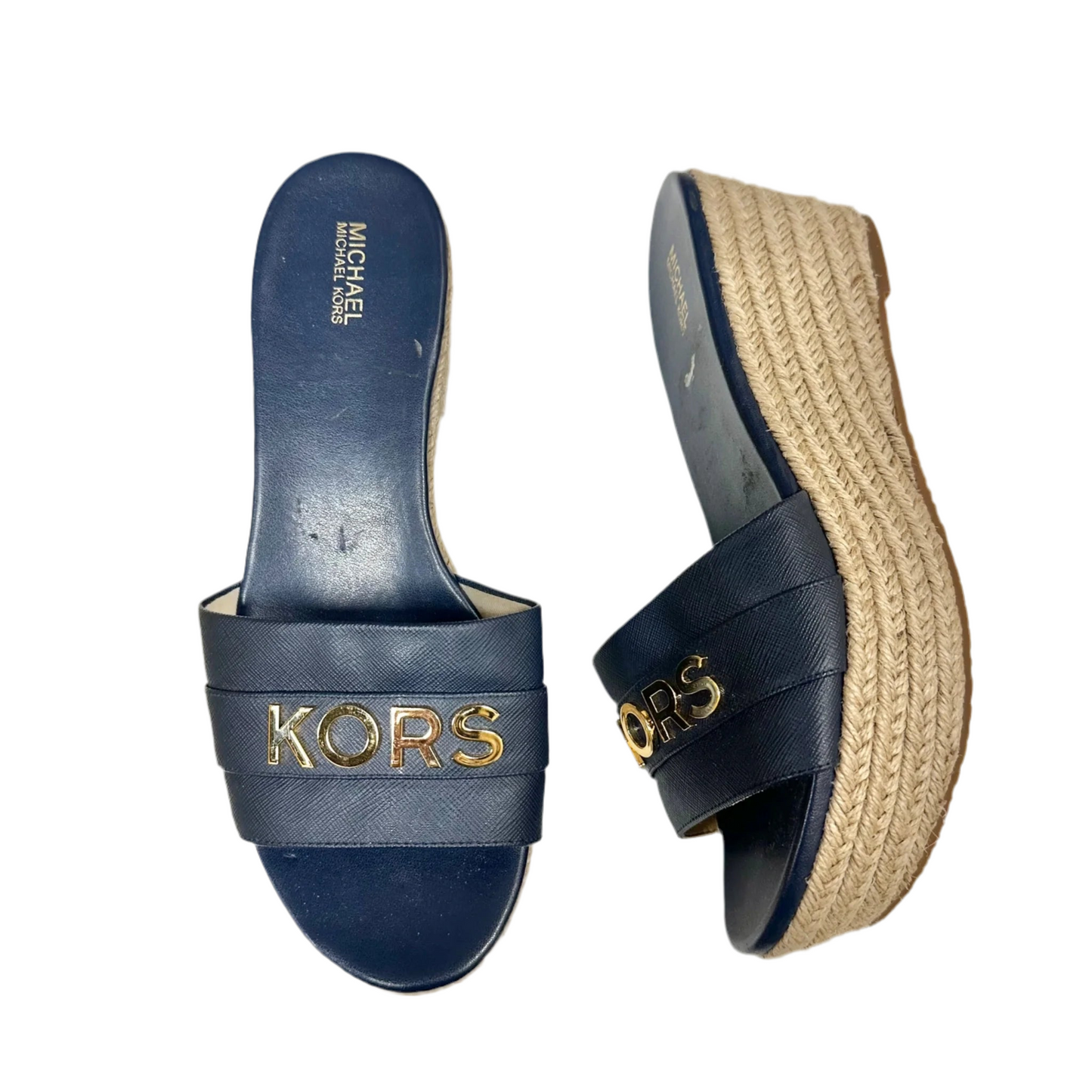 Sandals Heels Wedge By Michael By Michael Kors In Blue, Size: 8.5