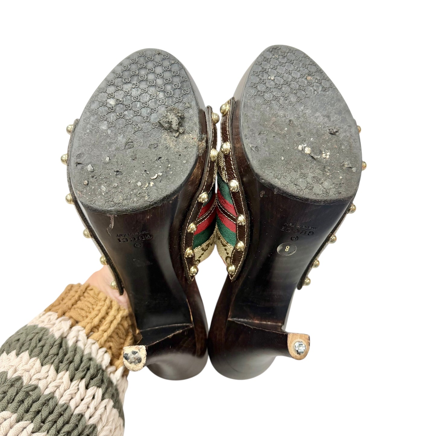 Shoes Luxury Designer By Gucci In Brown, Size: 8