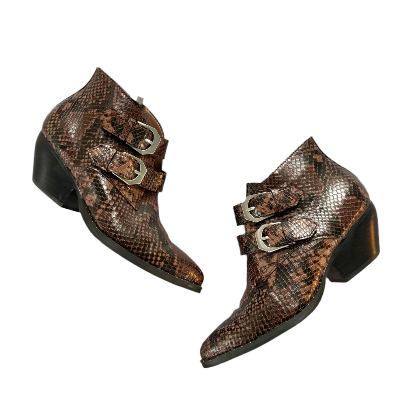 Boots Ankle Flats By Treasure And Bond In Snakeskin Print, Size: 6