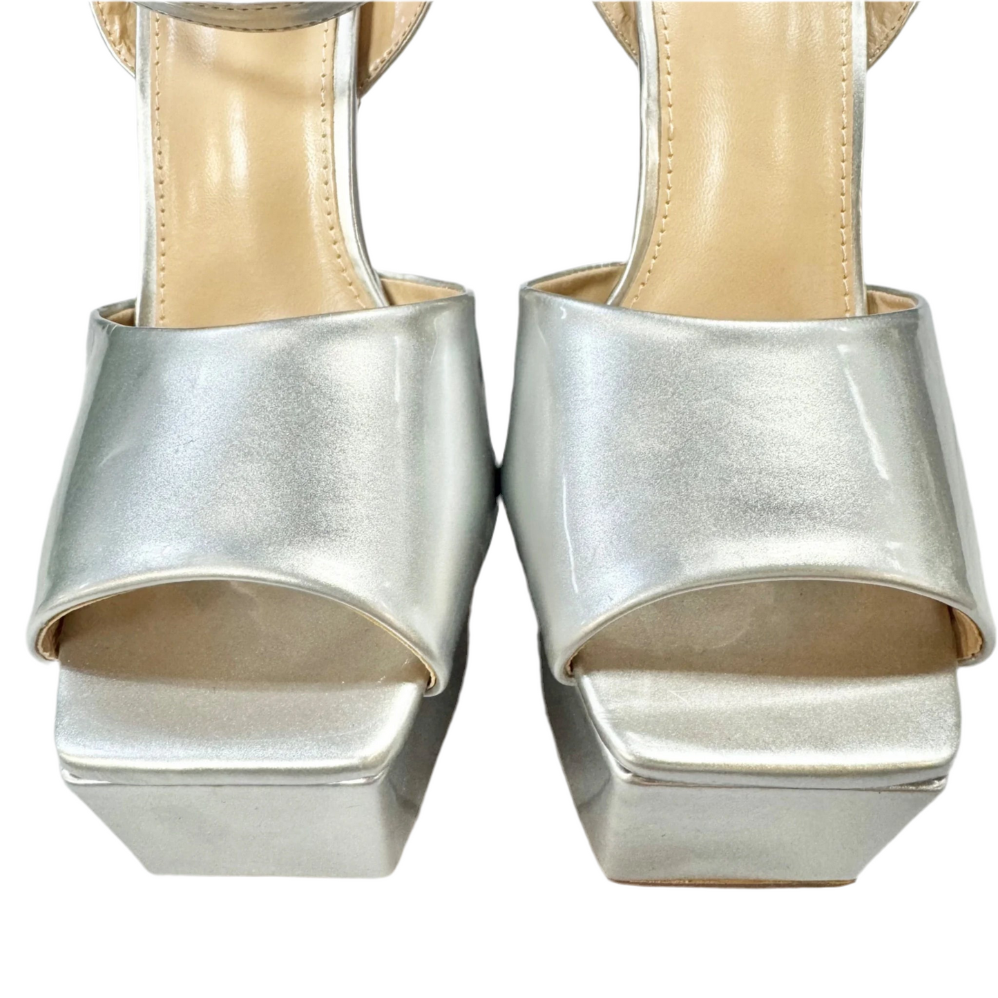 Sandals Heels Platform By Berness In Silver, Size: 9