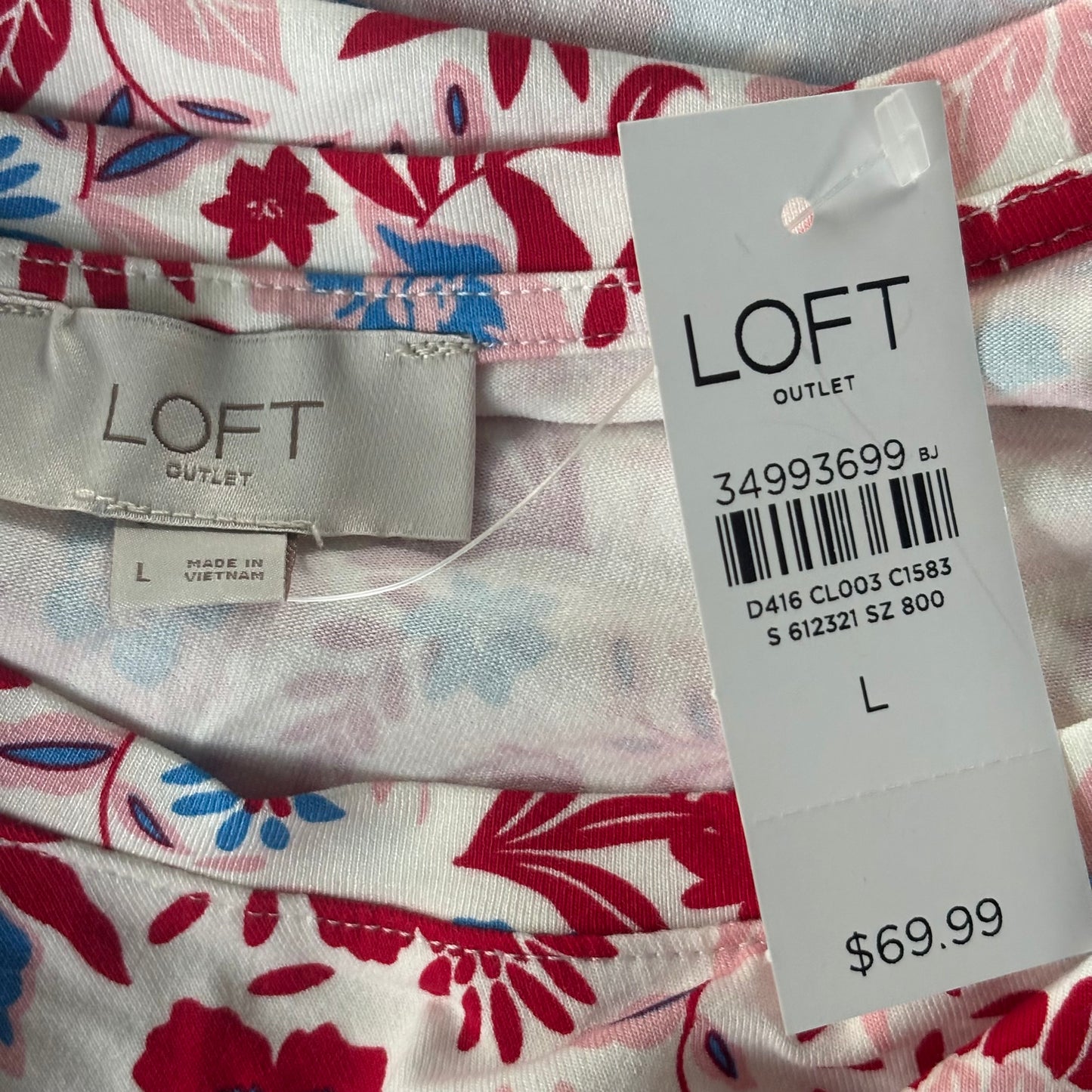 Dress Casual Midi By Loft In Floral Print, Size: L