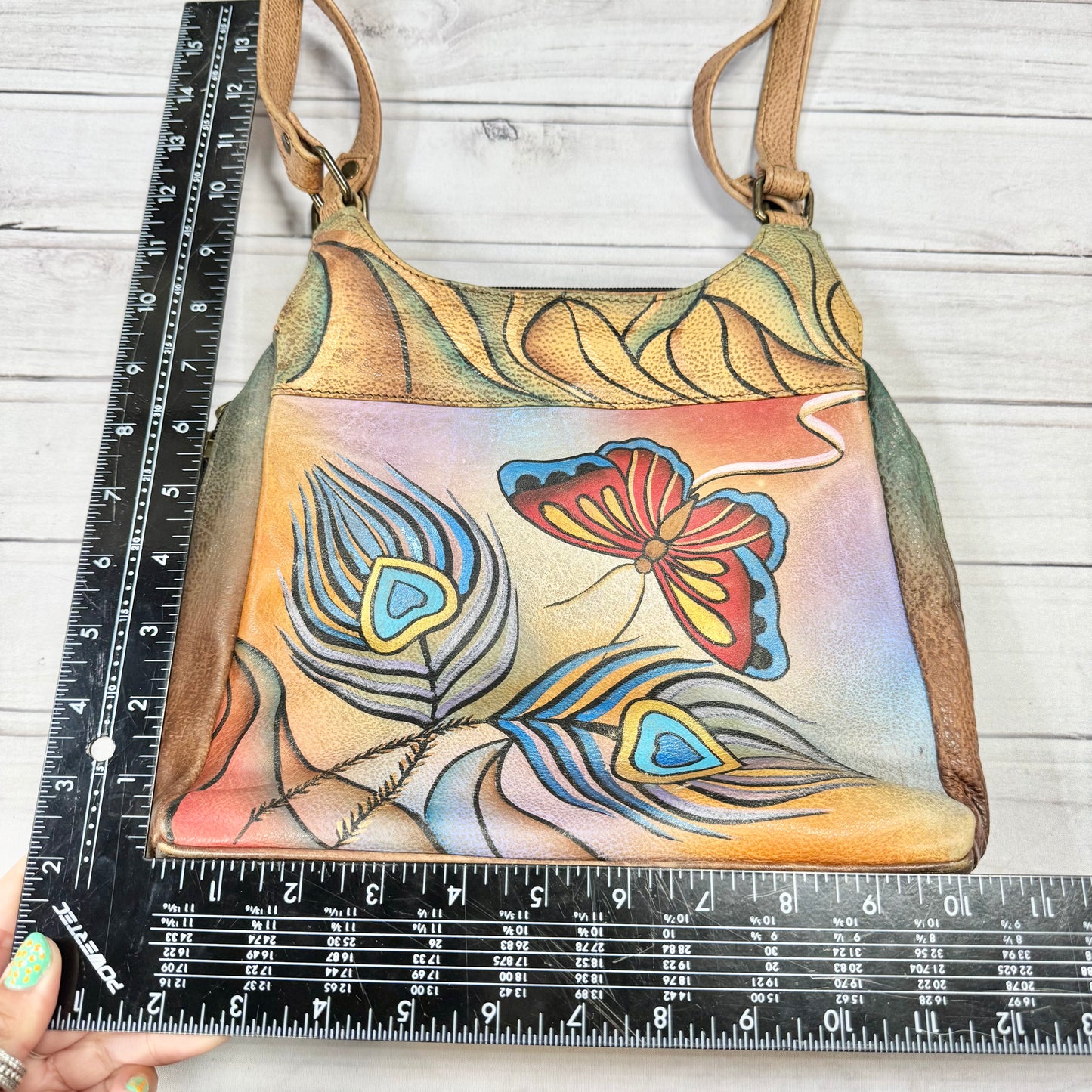 Handbag Leather By Anuschka, Size: Medium