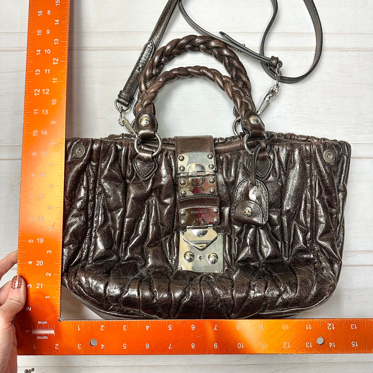 Handbag Luxury Designer By Miu Miu, Size: Medium