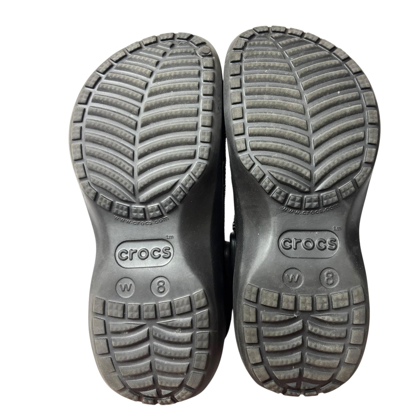 Shoes Flats By Crocs In Black, Size: 8
