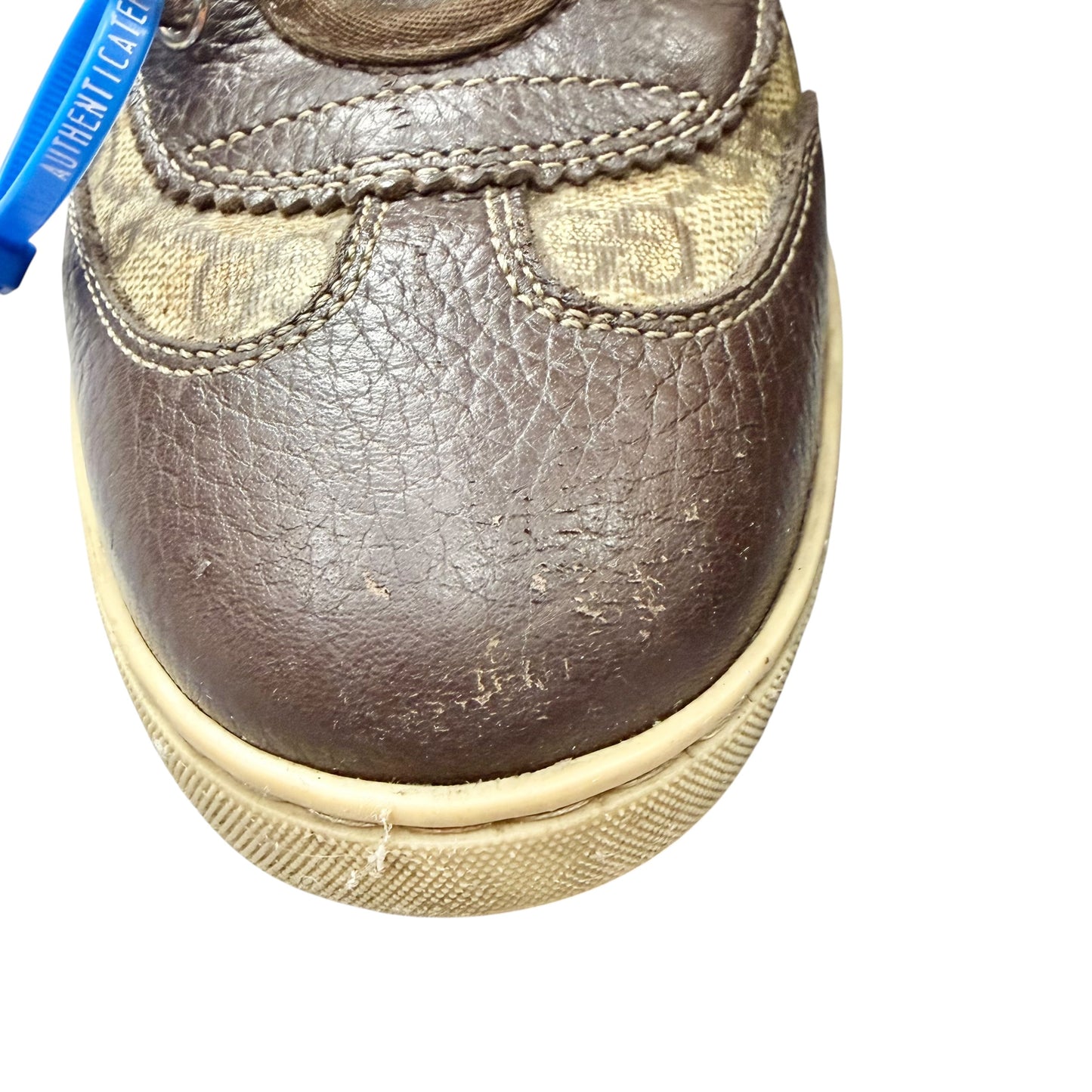 Shoes Luxury Designer By Gucci In Brown, Size: 10.5