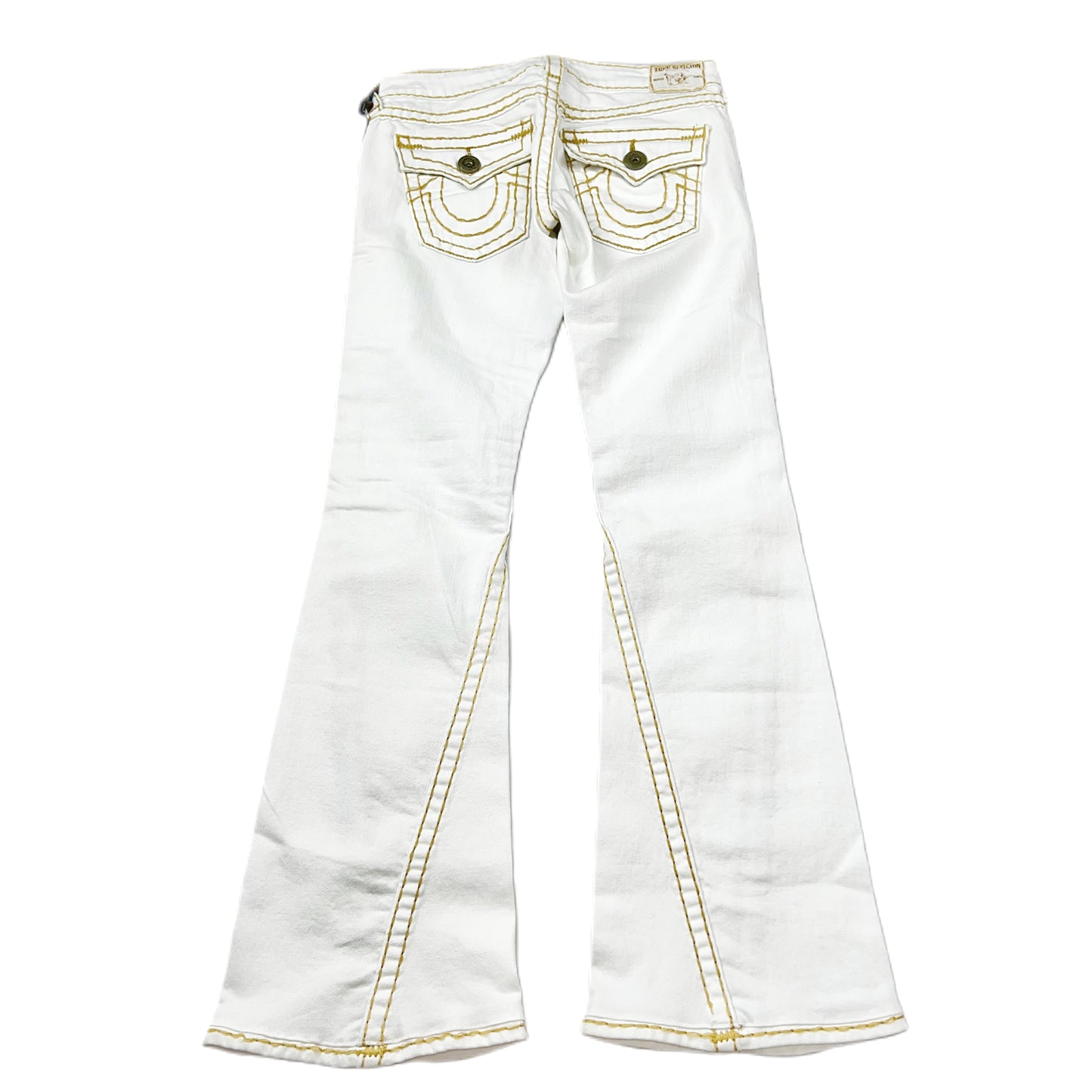 Jeans Flared By True Religion In White & Yellow, Size: 4